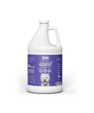 Soos Pet All Natural Ultra White Hypoallergenic Shampoo for Dogs and Cats Luxurious Shampoo Enhance The Natural Brightness Looking Vivid White - 1x (4L Gallon)