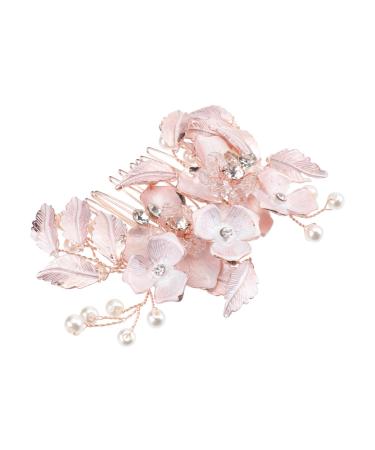 Angoily 1pc Mori Wedding Flower Handmade Comb Wedding Headdress Rhinestone Barrettes Hair Side Comb Rhinestone Bobby Pins Shiny Crystal Hair Combs Pearl Women's Alloy Rhinestones