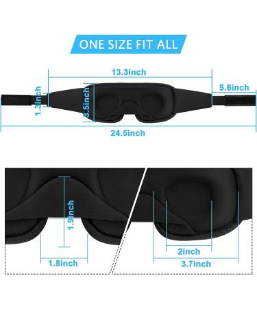 RIWISLL 3D Contoured Cup Sleep Mask - 100% Light Blocking, Adjustable Strap - Black - Buy Online on GoSupps.com