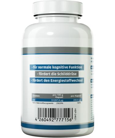 Health+ Iodine Capsules - 120 Potassium Iodide Capsules with 200 mcg Iodine - Essential Dietary Supplement for Daily Iodine Supply - Made in Germany - Buy Online on GoSupps.com