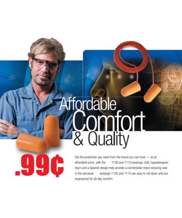 Pack of 10 3M 1110 Corded Foam Ear Plugs - Disposable Orange Polyurethane - 29 dB NRR for Noise Reduction - Buy Online on GoSupps.com