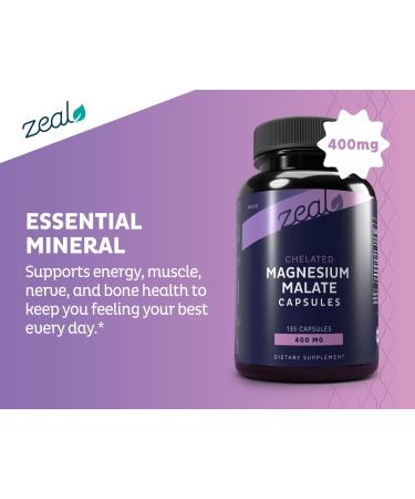 Zeal Premium Chelated Magnesium Malate (400mg | 135 Capsules) Capsule (135 Count) - Buy Online on GoSupps.com