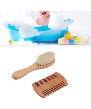 Walfront Wooden Baby Hair Brush and Comb Set - Soft Goat Bristle Brush for Newborn Hair Grooming - Buy Online on GoSupps.com