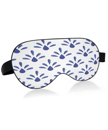 WELLDAY Sleep Mask Blue White Leaf Night Eye Shade Cover Soft Comfort Blindfold Blockout Light Adjustable Strap for Men Women