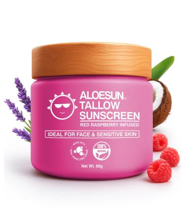 Organic Beef Tallow Sunscreen SPF 30 - Natural Sunblock Lotion for Face and Body with Non Nano Zinc Oxide Mineral Protection - Reef Safe Travel Size Tallow Moisturizer for Adult and Baby - 2.12 Oz