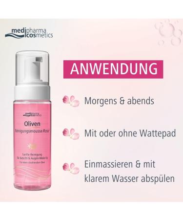 Medipharma Cosmetics Mousse nettoyante l'olive Ros Avec technologie micellaire Enl ve le maquillage Mousse d licate - Buy Online on GoSupps.com
