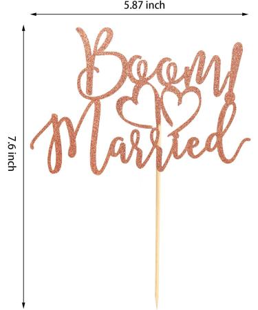 Arthsdite BOOM! Married Wedding Cake Topper Funny Cake Topper Quirky Nerdy Topper Married Cake Topper Bridal Shower Engagement Wedding Party Supplies - Rose Gold Glitter - Buy Online on GoSupps.com