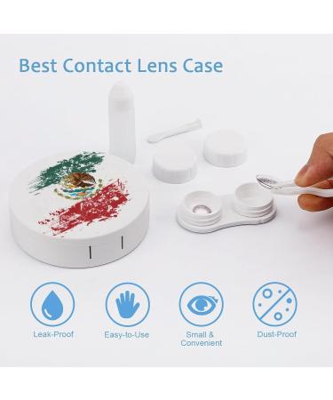 Mexican American Flag Round Case For Contact Lens Kit Storage Box with Mirror Printed - Buy Online on GoSupps.com