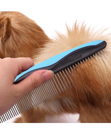Professional Pet Comb Dogs Grooming Comb Pet Grooming Comb for Dog Cat Etc Multifunction Stainless Steel Teeth Home(Blue) - Buy Online on GoSupps.com