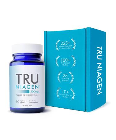 TRU NIAGEN Niacin as Nicotinamide Riboside NAD+ Supplement for Reduction of Tiredness & Fatigue Patented Formula NR - 1X 30 Count - 300mg 30 Count (Pack of 1)