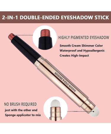 Rose Red Cream Eyeshadow Stick - Waterproof & Long-Lasting | Hypoallergenic Eye Makeup Pencil for Multi-Dimensional Eyes | Dark Matte & Glitter Shimmer (06) - Buy Online on GoSupps.com
