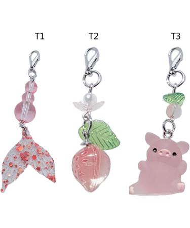 Buy Cute Acrylic Fish Tail Strawberry Pig Cell Phone Trailer & Keychain Adorable Cartoon Accessory for Keys & Lanyards - Buy Online on GoSupps.com