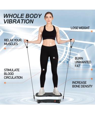 Vibration Plate Exercise Machine with Remote Control & Resistance Bands - Black & White - Buy Online on GoSupps.com
