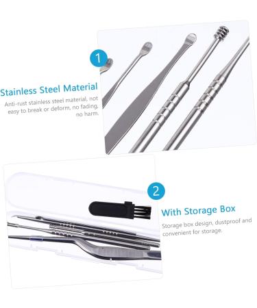 2 Sets Stainless Steel Ear Cleaning Kit - Ear Pick, Spatula, Spiral Spoon, Earwax Removal Tools - Buy Online on GoSupps.com