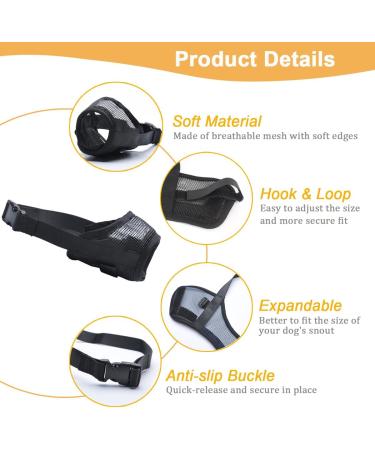 Mayerzon Adjustable Dog Muzzle - Breathable Airline Approved for Small Medium & Large Dogs | Black S - Prevent Biting Barking & Chewing - Buy Online on GoSupps.com