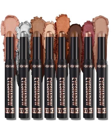 6PCS Eyeshadow Stick Set Shimmery Metallic Eyeshadow Pencil Highlighter Eye Makeup With Smudge Proof Long Lasting Highlighter Stick