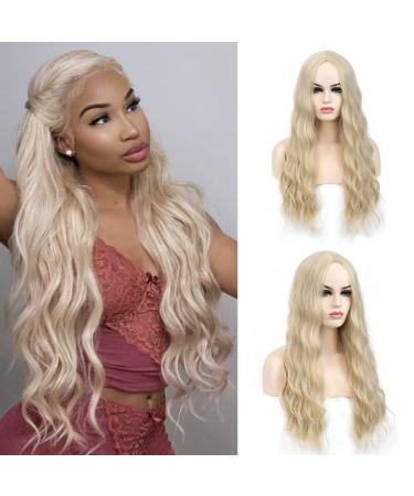 SHINYSHOW 26 Blond 613 Long Wavy Wig | Middle Part Synthetic Halloween Cosplay Wig for Women - Buy Online on GoSupps.com