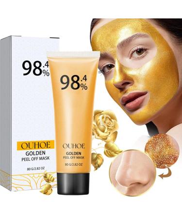 Gold Peel Off Mask 98.4% Gold Facial Mask Gold Foil Peel-Off Mask Gold Peel Off Face Mask Anti-Wrinkle for Moisturizing Removes Blackheads Reduces Fine Lines And Cleans Pores (1pc)