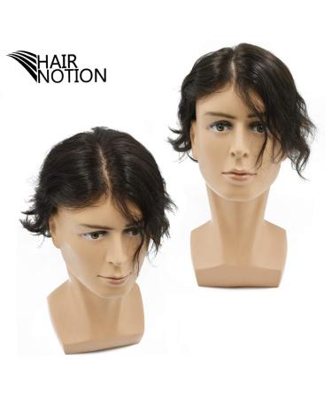 Buy Hairnotion Human Hair Wigs for Men - V-Loop Super Thin Skin Toupee 8x10 Inch Gray #1B80 - International Shipping Available - Buy Online on GoSupps.com