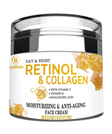 Retinol Collagen Cream with Hyaluronic Acid for Face Moisturizing and Anti Aging; Facial Moisturizer for Firming Skin Anti-Wrinkle Reduce Fine Lines with Vitamin C+E Natural-Ingredient Designed by USA Day&Night for Men & W…