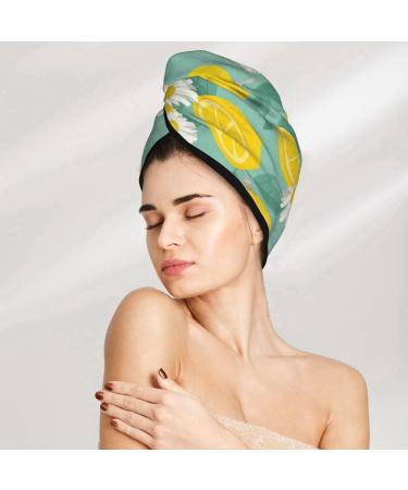Super Absorbent Microfiber Hair Towel - Lemons Chamomile Coral Velvet Wrap for Long Curly Thick Hair | Quick Dry Soft Towel for Women - Buy Online on GoSupps.com