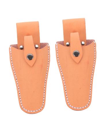 Vintorky 2st garden shear belt pocket beltholster case for garden tools pockets for hairdressing scissors scissor cover scissor metui hairdressing bag belt cowhide leather bag 21x9.5x5cm orange 1
