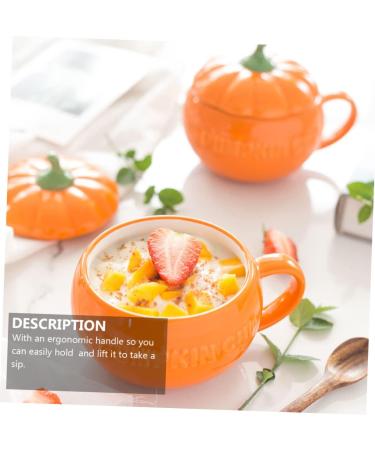 Abaodam Pumpkin Shape Cup 3 Sets Halloween Pumpkin Cups Retro Pumpkin Mug Milk Cup with Lid Porcelain Coffee Ceramics - Buy Online on GoSupps.com