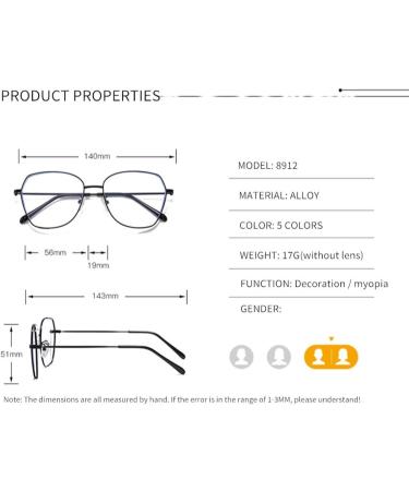 KDOQ Oversized Polygon Anti Blue Light Glasses for Men & Women - Ultra Light Alloy Black Frame - Buy Online on GoSupps.com