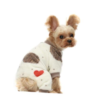 Fitwarm Thermal Pet Winter Clothes for Dog Pajamas Cat Onesies Jumpsuits Puppy Outfits Thick Velvet Medium Cream White