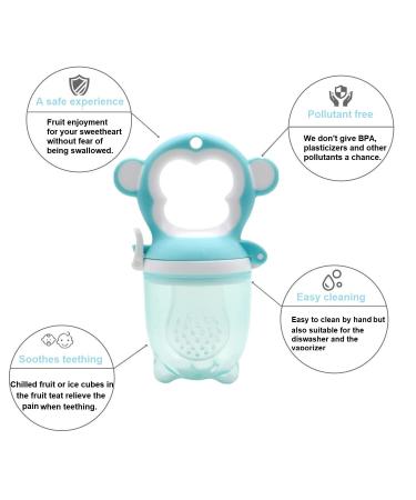 Silicone Baby Fruit Feeder with Mesh Pacifier Teethers - Blue Silicone Nipple, Popsicle Mold for Infants Teething - Fresh Food Feeder for Babies - Buy Online on GoSupps.com