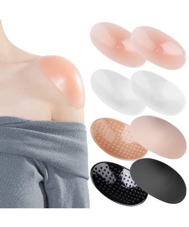 N A 4 Pairs Shoulder Push-up Pads  Anti-Slip Enhancer Shoulder Pads  Soft Silicone Adhesive Shoulder Pads for Women Dresses T-Shirt Suit Clothing 3colors