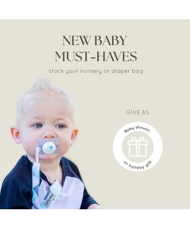 Dodo Schnuller-Clip Set for Babies - 4 Premium Quality Clips + Pacifier Etui | Modern Universal Holder in White/Light Blue/Black - Perfect Baby Soothing Gift Set - Buy Online on GoSupps.com