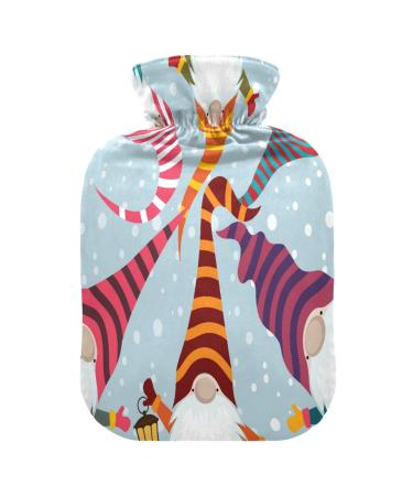 Funny Christmas gnome heat bottle with reference heat bottles for pain relief hot water bag warm water bags for women girls children 1 l