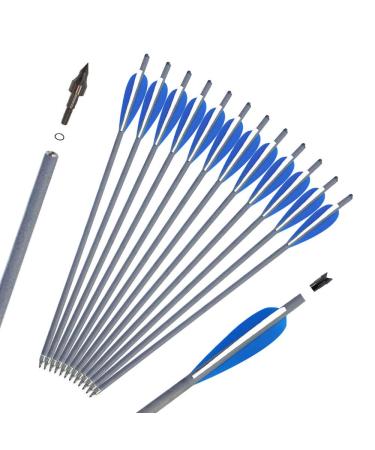 Jocoo 20" Carbon Crossbow Bolts Hunting Archery 20 Inch Arrows with 4" vanes and Replaced Arrowhead/Tip (12 Pack)