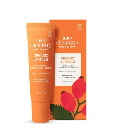 Juicy Chemistry Blood Orange & Rosehip Lipbalm 10 g | Organic Lip Balm for Dark Pigmented Dry & Chapped Lips | Enriched with Vitamin A C E & Ceramides | Clinically Tested | For Men Women & Kids