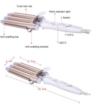 Shop 3-Barrel 22mm Hair Curling Iron - Adjustable Temp Hair Waver & Crimper for Perfect Curls | International Shipping Available - Buy Online on GoSupps.com