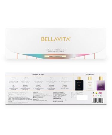 Be lla Vit a Luxury Men & Women Trial Pack Of 10 X 5Ml Pocket Aerosol Perfumes Unisex Fresh Scent Fragrance Mix Of Edp Edt & Edc Long Lasting Perfume Sweet Floral Woody Musky & Spicy - Buy Online on GoSupps.com