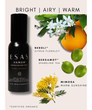 ESAS Hamam Organic Deodorant Body Spray 3.4 oz (Neroli Blossom) - Buy Online on GoSupps.com