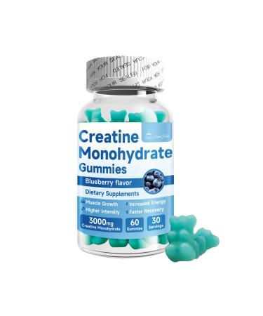 SpenHerb Creatine Monohydrate Gummies Creatine Monohydrate for Muscle Strength Muscle Builder Energy Boost Pre-Workout Supplement(60 Count)