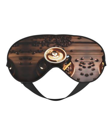 SSIMOO Delicious Heart Coffee Print Double-Sided Eye Mask Soft and Light Blocking for Enhancing Sleep Quality Black
