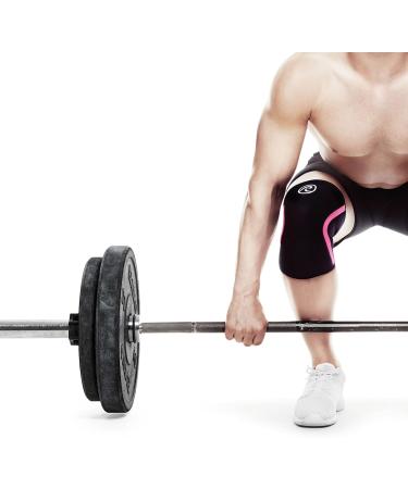 Rehband Kniebandage f r Kraftsport & Fitness - 7mm Neopren Flexibel & Rutschfest - Kniebandage f r M nner & Frauen - Schwarz/Pink - Ein St ck L - Buy Online on GoSupps.com
