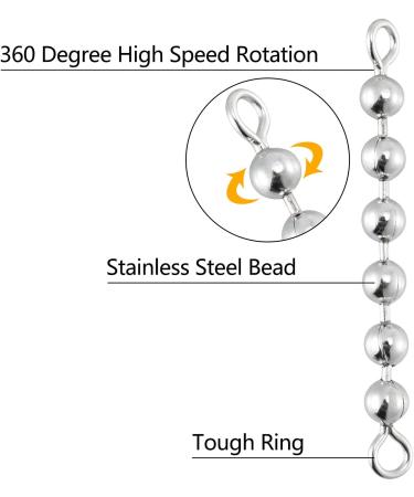 Dr.Fish 20 Pack Stainless Steel Fishing Bead Chain Swivels Catfish Tackle - 6 Bead 3/16 - Freshwater and Saltwater Fishing Gear - Buy Online on GoSupps.com