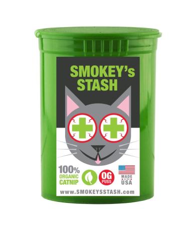 Smokey's Stash Organic Catnip OG puss Potent cat nip for Cats Small pop top 1 pack