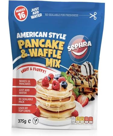 Sephra Luxury Waffle and Pancake Mix 375g Bag - Just Add Water, Perfect for American, Bubble, Belgian, and Stick Waffles - 1 Pack - Buy Online on GoSupps.com