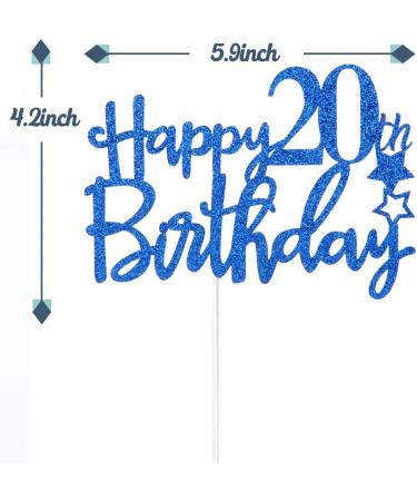 Tenhaisi Gilttery Navy Blue Happy 20th Birthday Cake Topper Cake Topper for 20th Birthday - Happy 20th Cake Topper Fabulous 20th Birthday Decoration - Buy Online on GoSupps.com