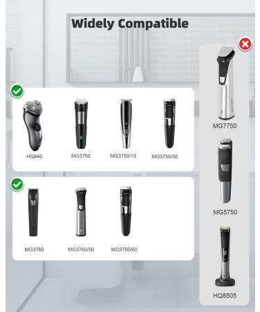 8V Charger Cord for Philips HQ840 & Norelco Multigroom Series 3000 - Replacement Power Supply for MG3750/10/50/60 & MG3760/50 - Buy Online on GoSupps.com