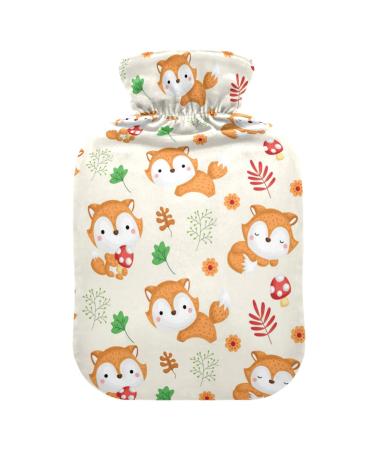 Hot Water Bottles with Cover Woodland Fox Hot Water Bag for Pain Relief Women Adults Heating Bag 2 Liter