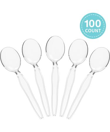 PSTVITA Heavyweight Clear Plastic Soup Spoons - Pack of 100 | Disposable Utensils for Party Supply - Buy Online on GoSupps.com