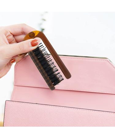 Travel Folding Boar Bristle Hair Brush for Men, Women & Kids - Portable & Collapsible Pocket Size - Ideal for Thin, Thick, Curly, Straight, Wet & Dry Hair - Restore Shine - Amber - Buy Online on GoSupps.com