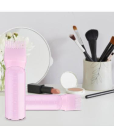 Root Comb Applicator Bottle 6 oz - Professional Hair Oil & Dye Application Brush with Graduated Scale - Pink - Buy Online on GoSupps.com